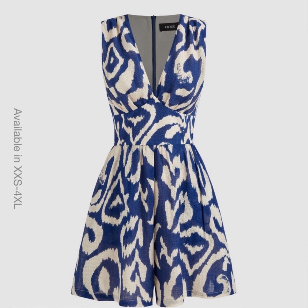 NWT Cider Navy and Cream Mini Romper large